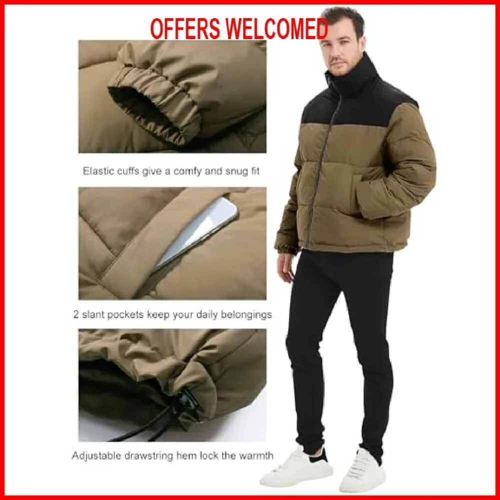 Men's Puffer Jacket Water Resistant Lightweight Quilted Winter Coat